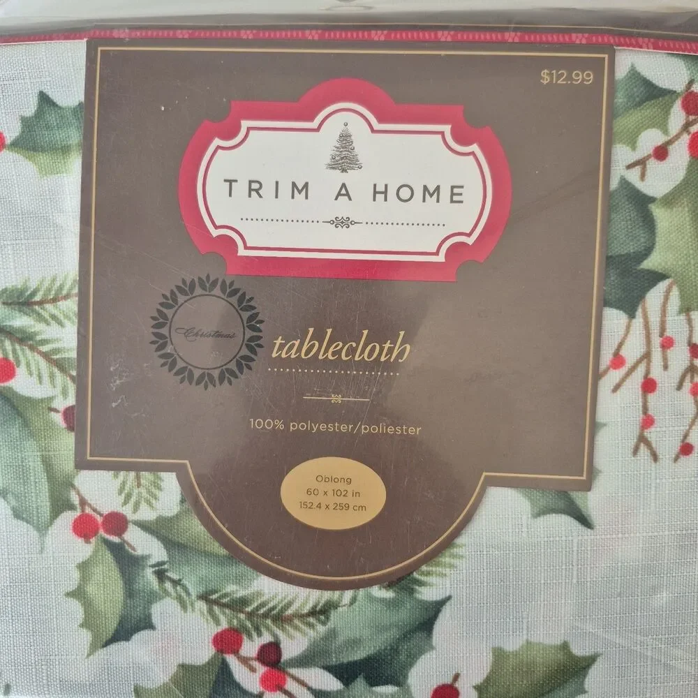 Trim a Home Red Cardinal Christmas Mistletoe 60 x 102 IN Oblong Tablecloth Kmart